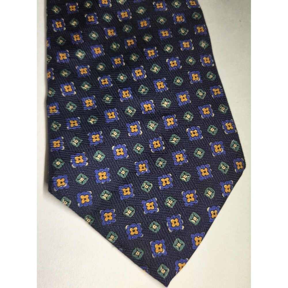 Men's Polo Ralph Lauren Silk Tie Watercolor Floral Navy Blue Geometric Pattern